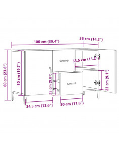 Credenza Rovere Artigianale 100x36x60 cm in Legno Multistrato