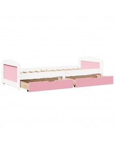 Dormeuse 2 Cassetti senza Materasso Bianco&Rosa 90x200 cm IRUN