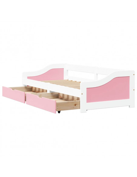 Dormeuse 2 Cassetti senza Materasso Bianco&Rosa 90x200 cm IRUN