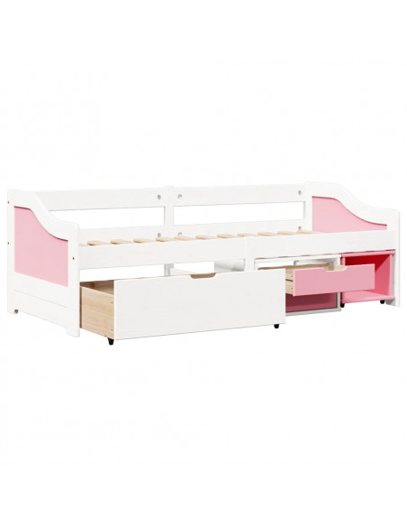 Dormeuse 3 Cassetti senza Materasso Bianco&Rosa 90x200 cm IRUN