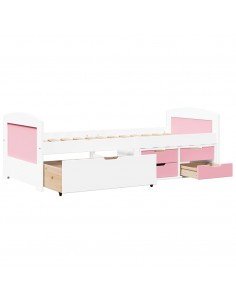 Dormeuse 5 Cassetti senza Materasso Bianco&Rosa 90x200 cm IRUN