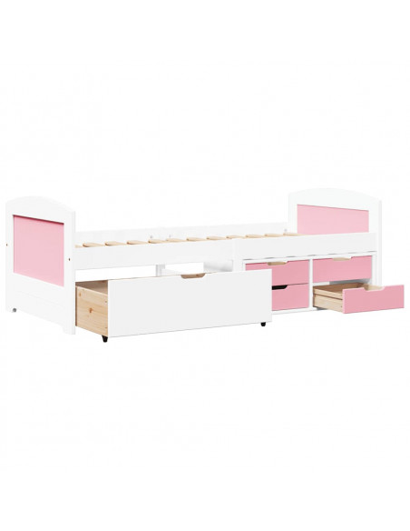 Dormeuse 5 Cassetti senza Materasso Bianco&Rosa 90x200 cm IRUN
