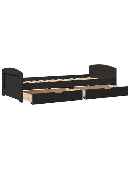 Dormeuse con 2 Cassetti senza Materasso Nero 90x200 cm IRUN