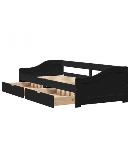 Dormeuse con 2 Cassetti senza Materasso Nero 90x200 cm IRUN