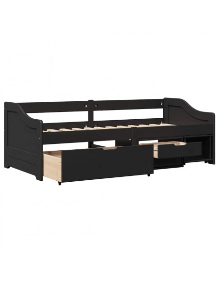 Dormeuse con 3 Cassetti senza Materasso Nero 90x200 cm IRUN