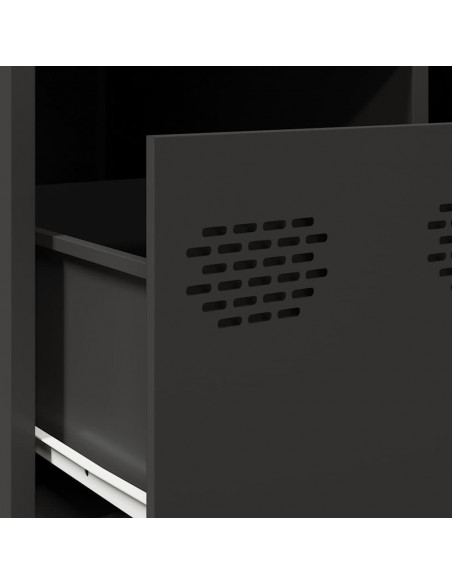 Tavolino Nero 68,5x50x43,5 cm in Acciaio Laminato a Freddo