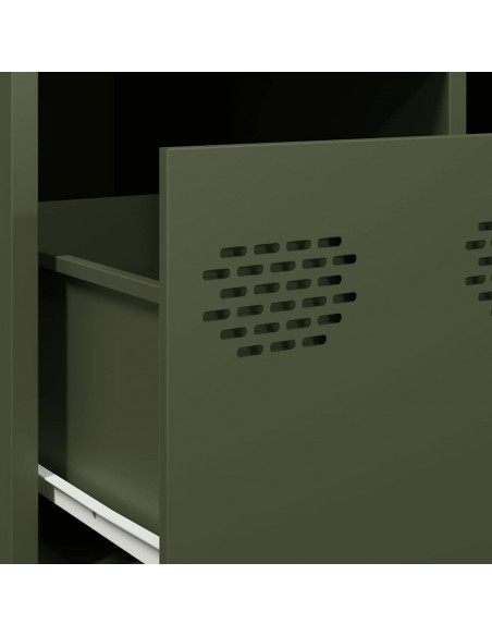 Tavolino Verde Oliva 68,5x50x43,5 cm Acciaio Laminato a Freddo