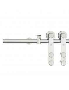 Kit Binari Porta Scorrevole 183 cm Acciaio Inossidabile Argento