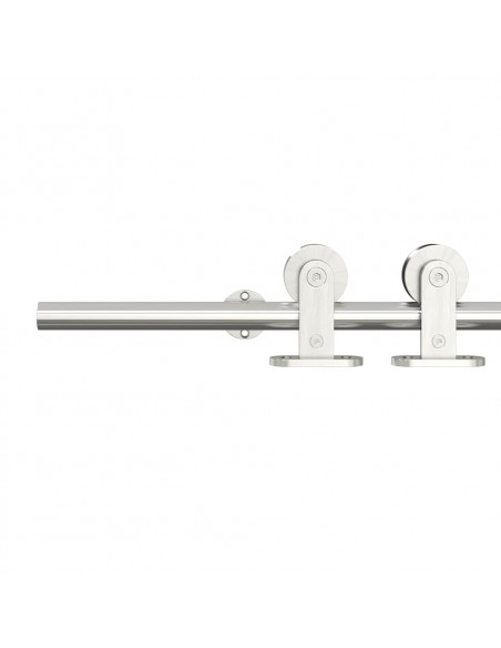 Kit Binari Porta Scorrevole 200 cm Acciaio Inossidabile Argento