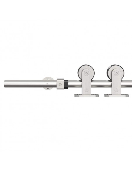 Kit Binari Porta Scorrevole 200 cm Acciaio Inossidabile Argento