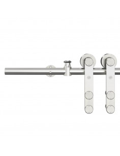 Kit Binari Porta Scorrevole 200 cm Acciaio Inossidabile Argento