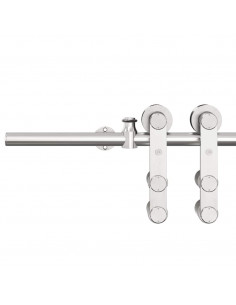 Kit Binari Porta Scorrevole 200 cm Acciaio Inossidabile Argento