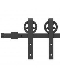 Kit di Binari per Porte Scorrevoli 200 cm Acciaio Nero