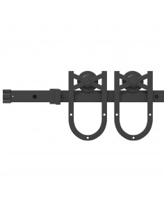 Kit di Binari per Porte Scorrevoli 200 cm Acciaio Nero