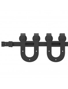 Kit di Binari per Porte Scorrevoli 200 cm Acciaio Nero