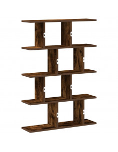 Mensola a Cubo da Muro 12 Scomparti in Truciolato Rovere Fumo