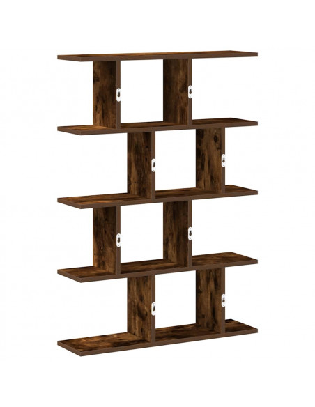 Mensola a Cubo da Muro 12 Scomparti in Truciolato Rovere Fumo