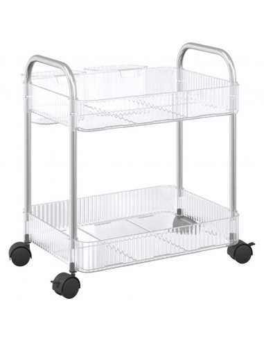 Carrello Portaoggetti a 2 Livelli 37x28x43,5 cm in Acrilico