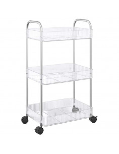 Carrello Portaoggetti a 3 Livelli 37x28x68 cm in Acrilico