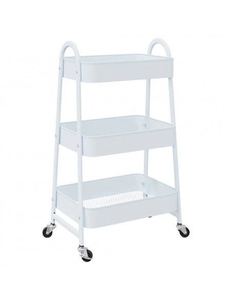 Carrello Portaoggetti a 3 Ripiani Bianco 42x41,5x77 cm Acciaio
