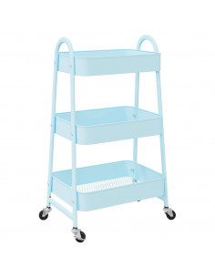 Carrello Portaoggetti a 3 Ripiani Blu 42x41,5x77 cm in Acciaio
