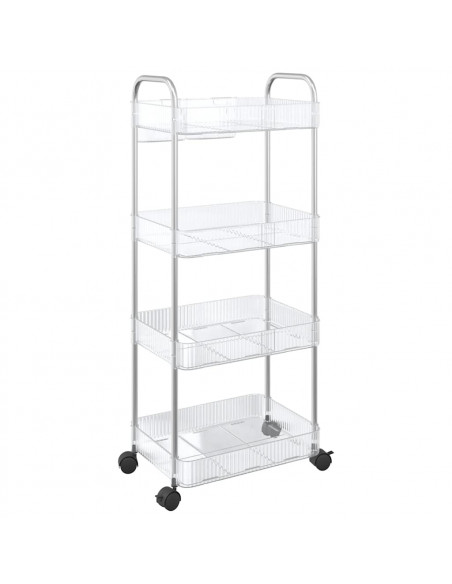 Carrello Portaoggetti a 4 Livelli 37x28x95 cm in Acrilico