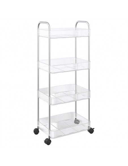 Carrello Portaoggetti a 4 Livelli 37x28x95 cm in Acrilico