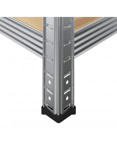 Mensola 4 Strati Argento in Acciaio e Legno Multistrato