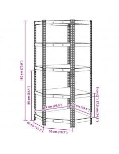 Mensola Angolare 5 Strati Blu in Acciaio e Legno Multistrato