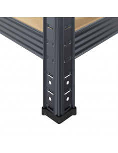 Mensola Portaoggetti 4 Strati Antracite Acciaio e Multistrato