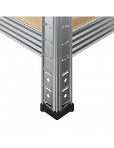 Mensole Portaoggetti 4 Strati 2 pz Argento in Acciaio e Legno