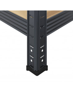 Mensole Portaoggetti 5 Strati 2pz Antracite in Acciaio e Legno