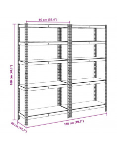 Mensole Portaoggetti 5 Strati 2pz Blu Acciaio Legno Multistrato
