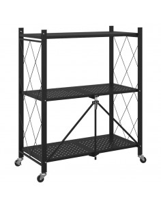 Scaffale Portaoggetti su Ruote Nero 71x34x88 cm in Acciaio