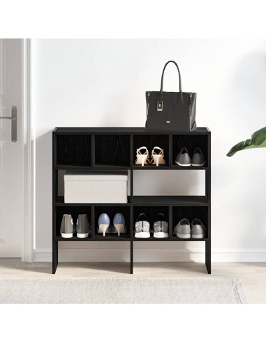 Scarpiere 2 pz Impilabili Rovere Nero 89,5x30x40 cm