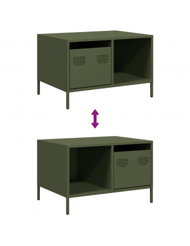 Tavolino Verde Oliva 68,5x50x43,5 cm Acciaio Laminato a Freddo