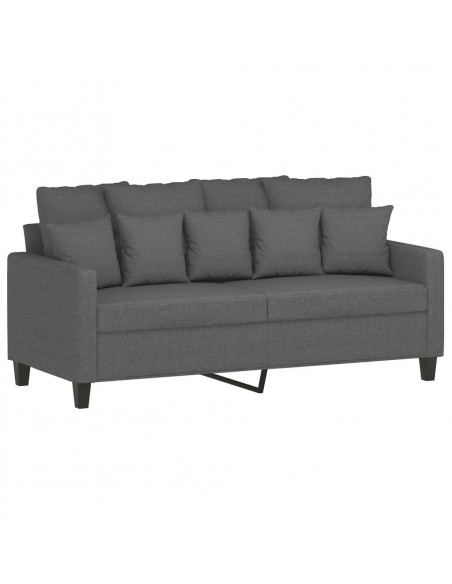 Set di Divani 3 pz con Cuscini Grigio Scuro in Tessuto
