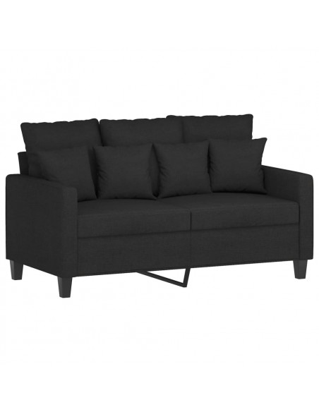 Set di Divani 3 pz con Cuscini Nero in Tessuto