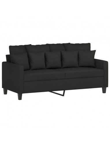 Set di Divani 3 pz con Cuscini Nero in Tessuto