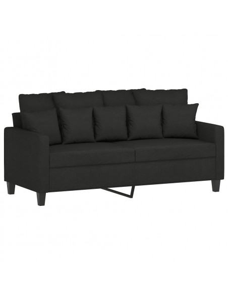 Set di Divani 3 pz con Cuscini Nero in Tessuto