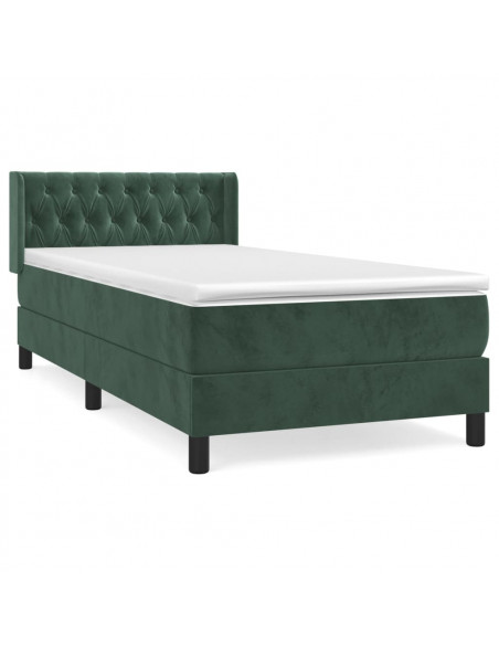 Giroletto a Molle con Materasso Verde Scuro 90x200 cm Velluto