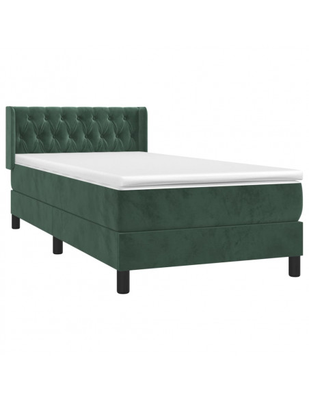 Giroletto a Molle con Materasso Verde Scuro 90x200 cm Velluto