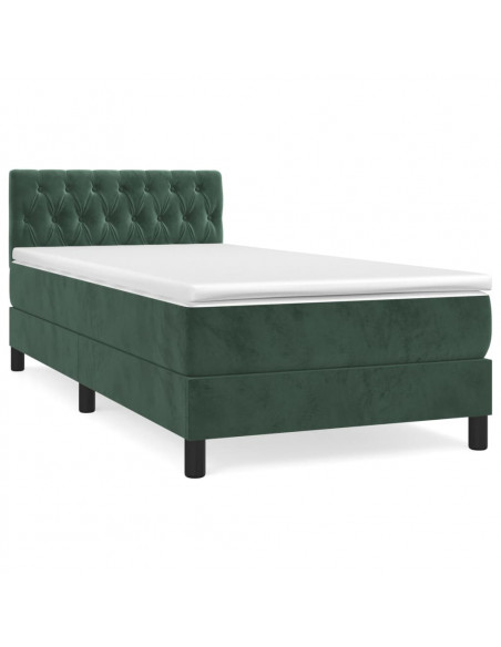 Giroletto a Molle con Materasso Verde Scuro 90x200 cm Velluto