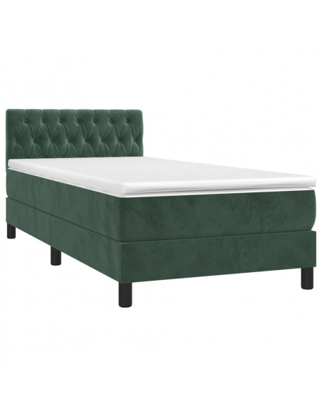 Giroletto a Molle con Materasso Verde Scuro 90x200 cm Velluto