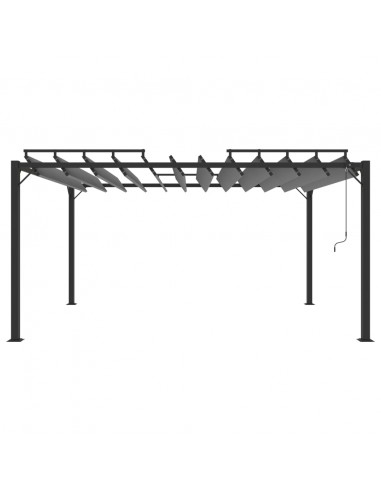 Gazebo con Tetto a Lamelle 3x4 m in Tessuto Antracite/Alluminio