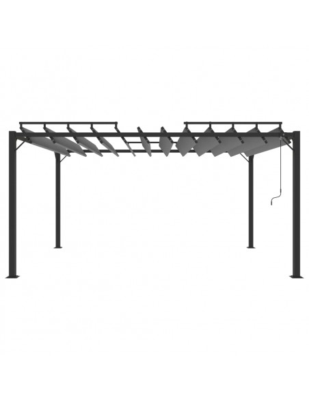 Gazebo con Tetto a Lamelle 3x4 m in Tessuto Antracite/Alluminio