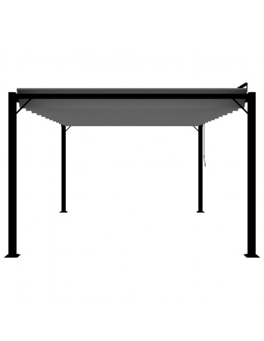Gazebo con Tetto a Lamelle 3x4 m in Tessuto Antracite/Alluminio