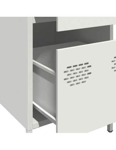 Credenza Bianca 35x39x73,5 cm in Acciaio Laminato a Freddo