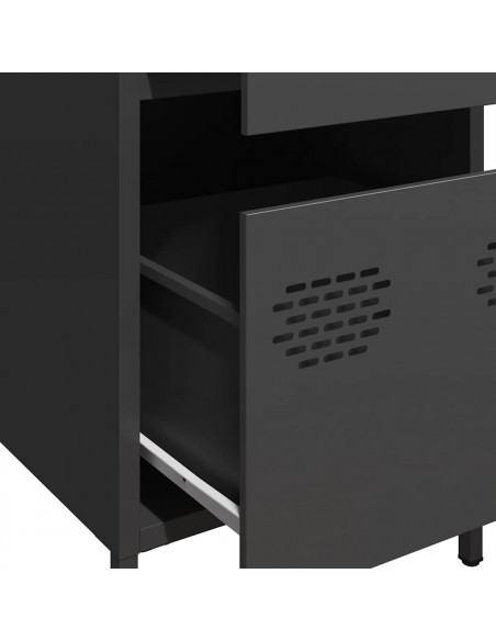 Credenza Nera 35x39x73,5 cm in Acciaio Laminato a Freddo