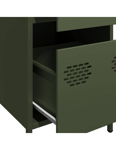 Credenza Verde Oliva 35x39x73,5 cm in Acciaio Laminato a Freddo